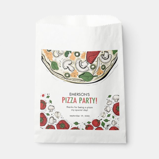 Sacolinha Bolsas De Favor De Aniversário Da Pizza Party (Frente)