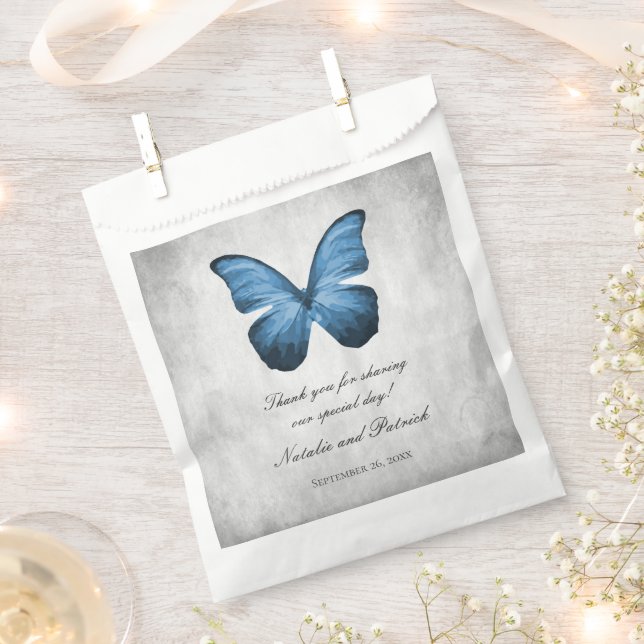 Sacolinha Bolsas De Favor De Casamento De Borboleta Azul (Cortado)