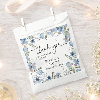 Sacolinha Bolsas de Favor Floral de Cor Azul Moderno