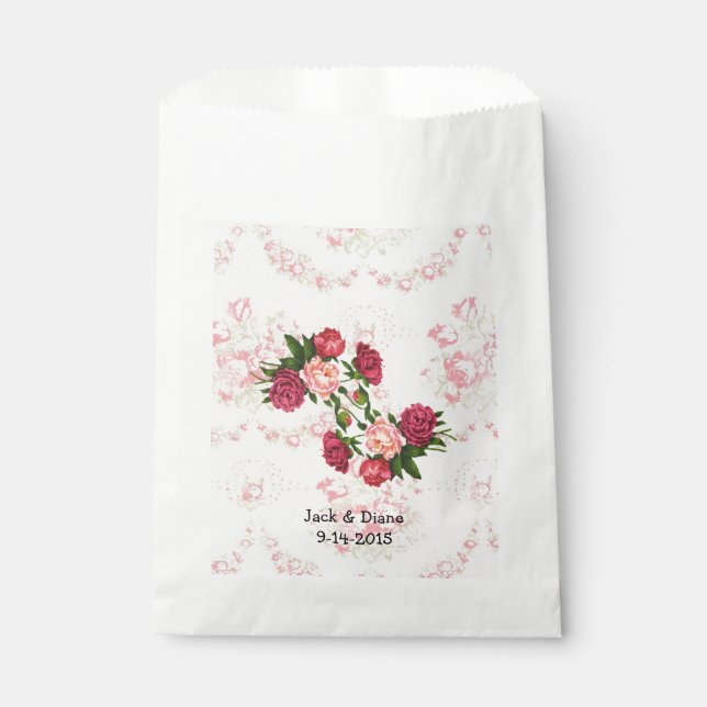 Sacolinha Bolsas de Favoritos Personalizados de Rosas Rosa S (Frente)