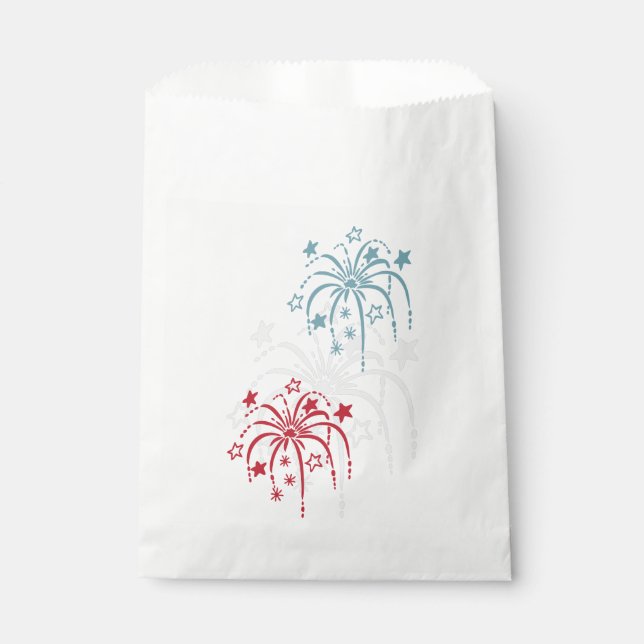 Sacolinha Bolsas de Goodie de Papel Patriótico do Fireworks (Frente)