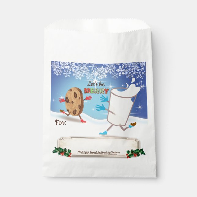Sacolinha Bolsas de padaria biscoitos de Natal leite persona (Frente)