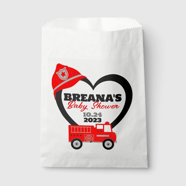 Sacolinha Bolsas de Tratamento de Favoritos do Chá de fralda (Firetruck Baby Shower Favor Treat Gift Candy Bags. Also great for a birthday just Edit design )