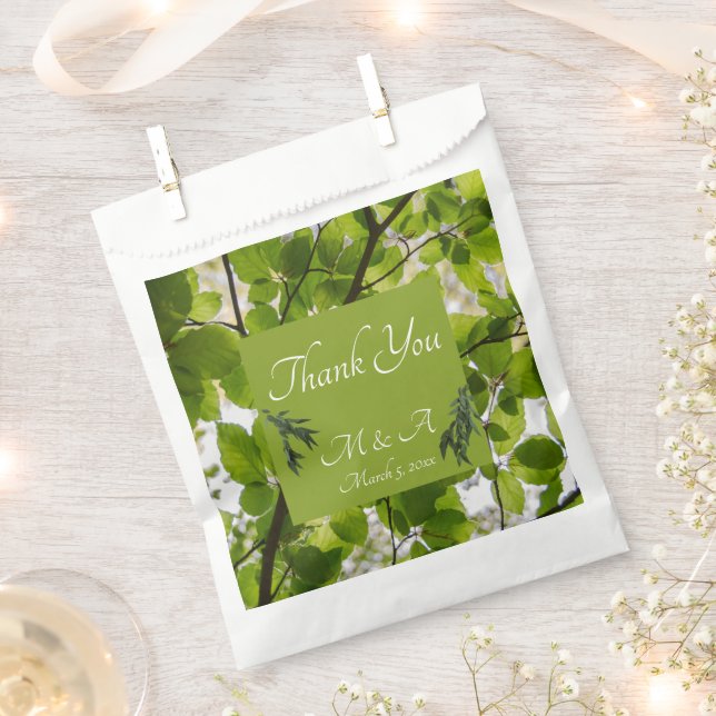 Sacolinha Bolsas Favoráveis do Casamento de Folhas Verdes (Cortado)