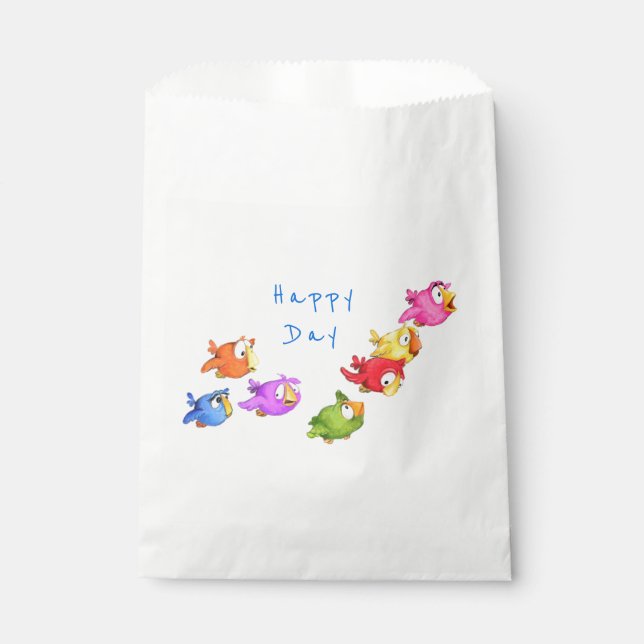 Sacolinha Bolsas Favoritas de Pássaros Felizes Voando - Text (Frente)