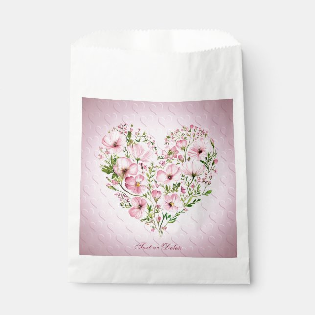Sacolinha Bolsas Florais De Coração Rosa (Frente)