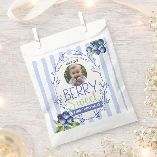 Sacolinha Bolsas Personalizadas de Favor de Foto de Blueberr (Cortado)