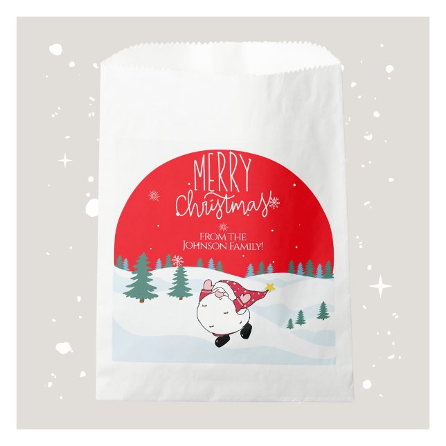 Sacolinha Bolsas personalizadas de favoritos de Natal com no (Personalized Christmas Favor Bags with Family Name)