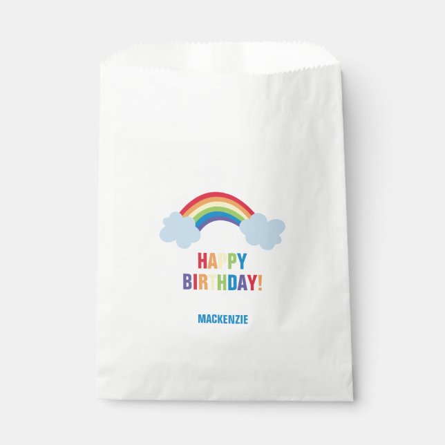 Sacolinha Bolsas Whimsic Rainbow Birthday Goodie (Frente)