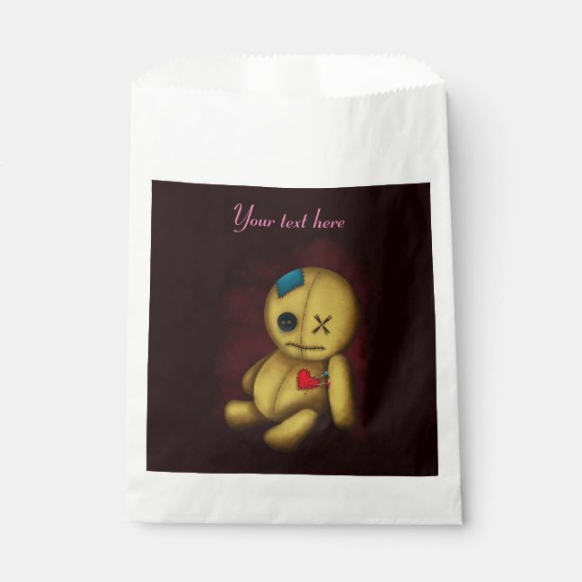 Sacolinha Boneca de pano voodoo com botões Patches e pinos (Frente)