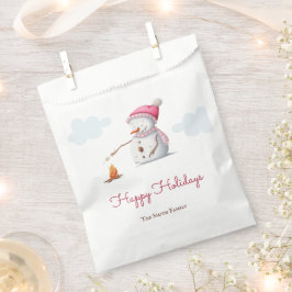 Sacolinha Boneco de Neve Fofo Assando Marshmallows