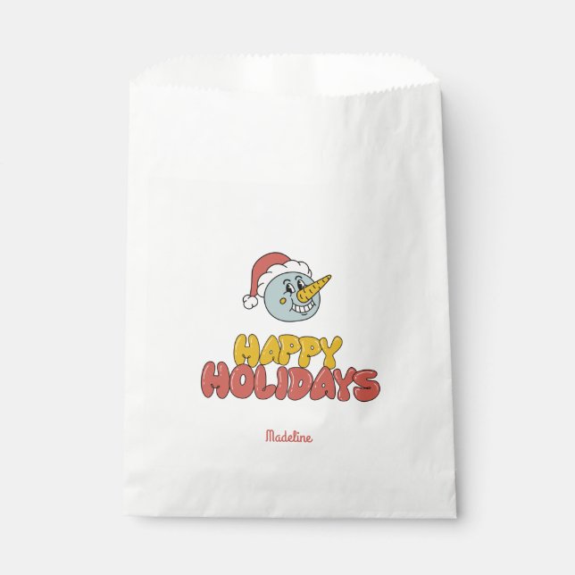 Sacolinha boneco de neve fofo festa de feriado (Frente)