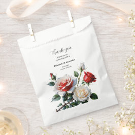 Sacolinha Bonito casamento floral de rosas vermelhas brancas