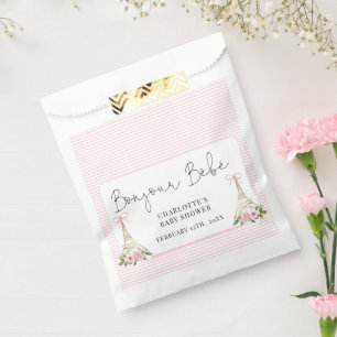 Sacolinha Bonjour Bebe Paris Chá de fraldas francês rosa Eif