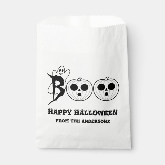 Sacolinha BOO! Bolsas de Favor do Fantasma do Halloween (Frente)