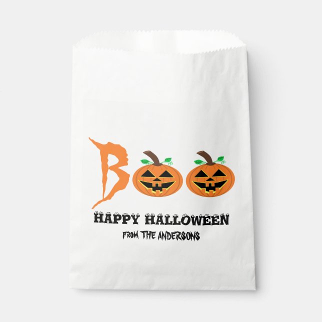 Sacolinha BOO! Bolsas Favoráveis de Abóbora Halloween (Frente)