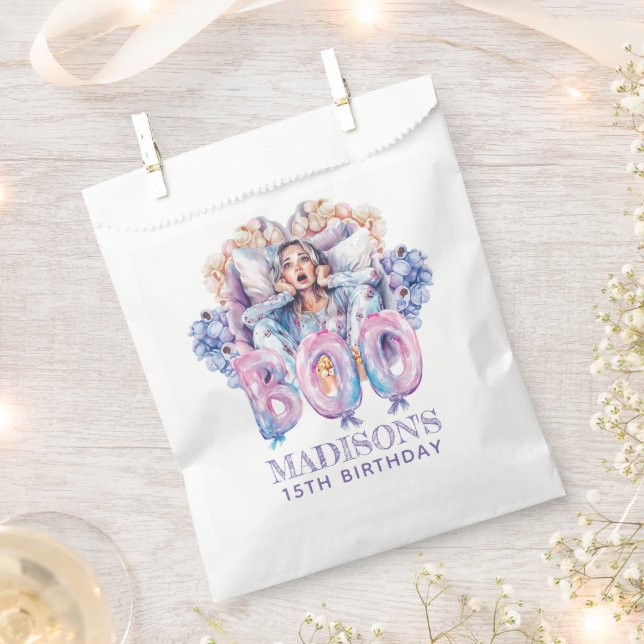 Sacolinha Boo de Halloween Rosa Personalizado (Cortado)