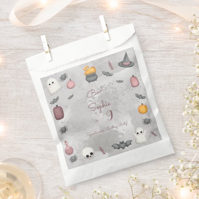 Sacolinha Boo! Festa de aniversário de criança Spooktacular (Cortado)