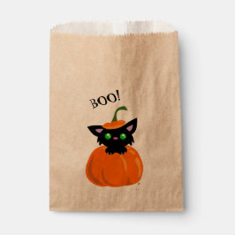 Sacolinha BOO! Gato bonitinho numa bolsa de favela de abóbor