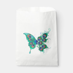 Sacolinha Borboleta com Penas de Pavão Verde