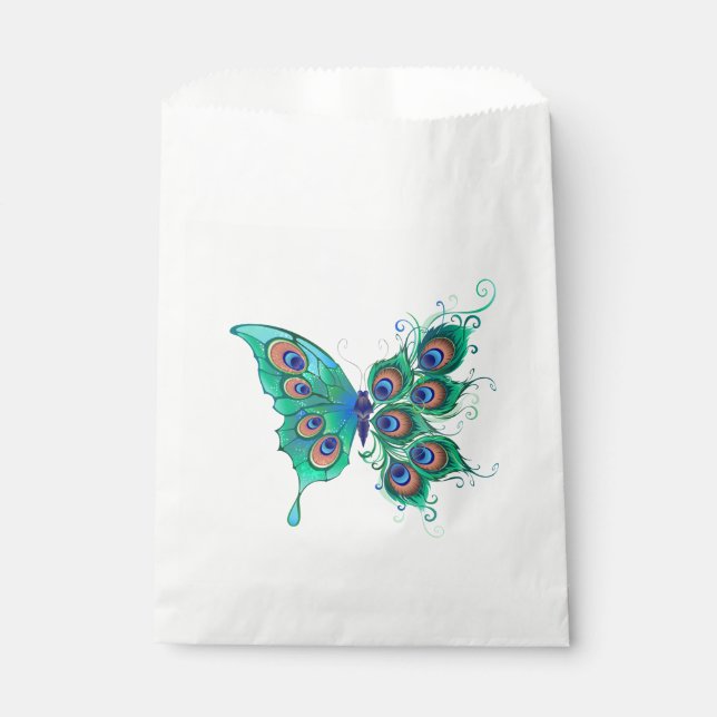 Sacolinha Borboleta com Penas de Pavão Verde (Frente)