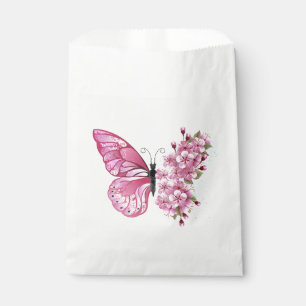 Sacolinha Borboleta Flor com Sakura Rosa