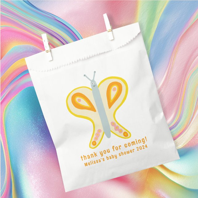 Sacolinha Borboleta Gota Obrigado Chá de fraldas PERSONALIZA (Cute Butterfly Thank You CUSTOM Baby Shower Favor Bag
)