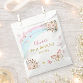 Sacolinha Borboleta rosa Boho Floral Birthday Favor Bag