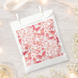 Sacolinha Borboletas Cores Aquáticas Cor de Rosa