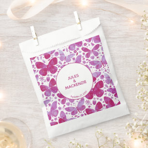 Sacolinha Borboletas Watercolor Magenta Pink Casamento