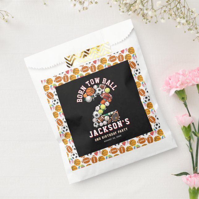 Sacolinha Born 2 Ball Sport Themed Boy 2nd Birthday Party (Selado)