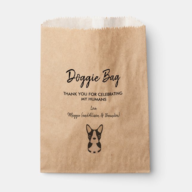 Sacolinha Boston Terrier Doggie Bag para Casamento, Favor Bo (Frente)