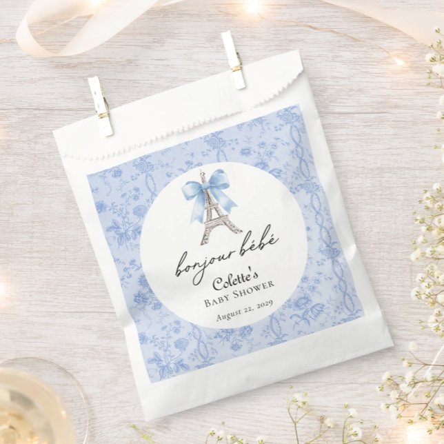 Sacolinha Boujour Bebe Paris Chá de fraldas Azul Francês (Criador carregado)