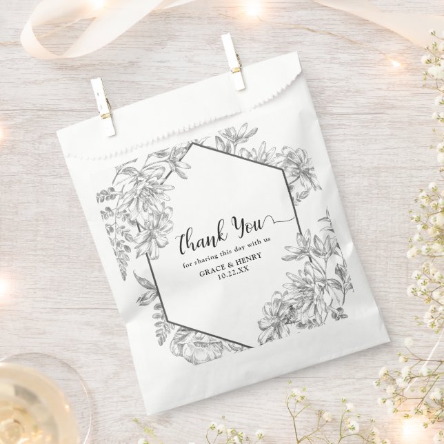 Sacolinha Branca Negra Elegante Obrigado Casamento (Cortado)