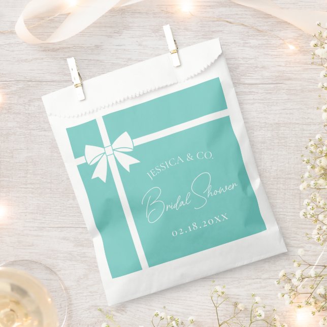 Sacolinha Bride & Co Elegant White Bow Ribbon Bridal Shower (Cortado)