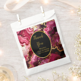 Sacolinha Bright Red and Gold Marble Agate Birthday Party