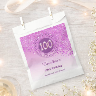 Sacolinha Brilhante Cinza e Quadro Pontilhado 100º Aniversár