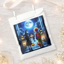 Bruxa e Palhaço olhando para um Halloween de Monst