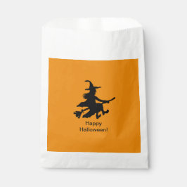 Sacolinha Bruxa Voadora - Laranja - Feliz Halloween - Saco d