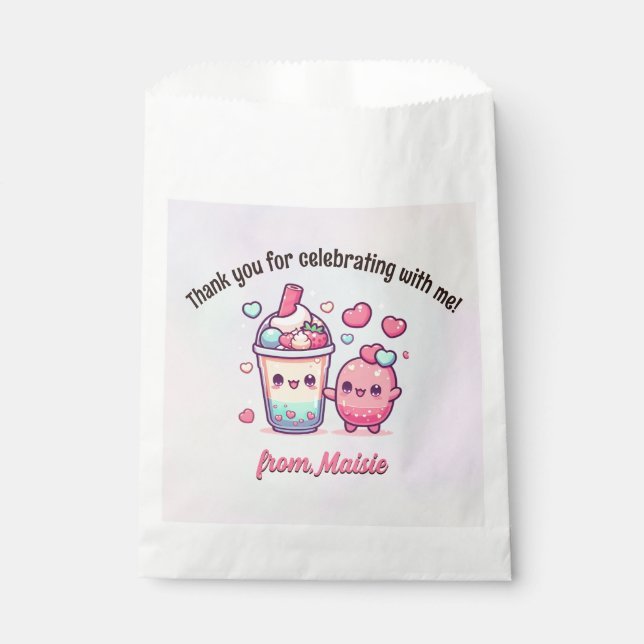 Sacolinha Bubble Tea Birthday Favor Bolsas (Frente)