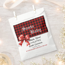 Sacolinha Buffalo Plaid Watercolor Red Bow Baby Shower
