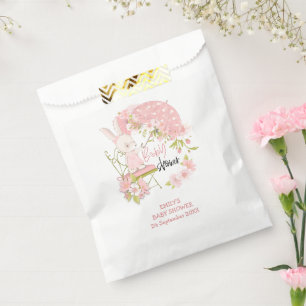 Sacolinha Bunny Umbrella Florals Nome Data Chá de fraldas R