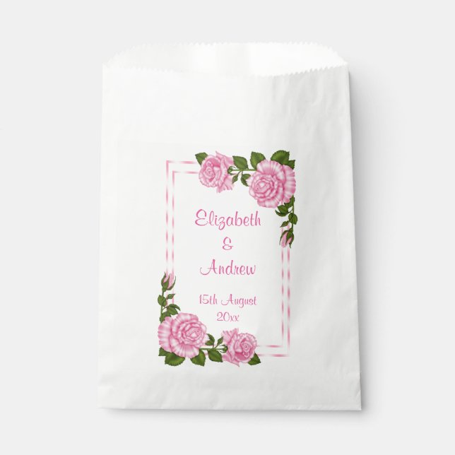 Sacolinha Buquês de Canto Rosa Bonito Casamento (Frente)