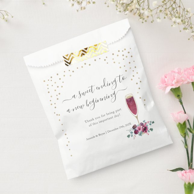 Sacolinha Burgundy e ouro, flauta doce Favor Caixa Favor Bag (Selado)