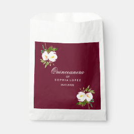 Sacolinha Burgundy Floral Elegante Quinceanera Favor Bag