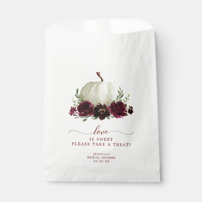 Sacolinha Burgundy Pumpkin Fall Favor Bag Love é Sweet (Frente)