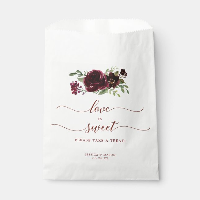 Sacolinha Burgundy Pumpkin Fall Favor Bag Love é Sweet (Frente)