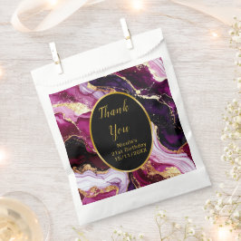 Sacolinha Burgundy Red and Gold Marble Agate Birthday Party