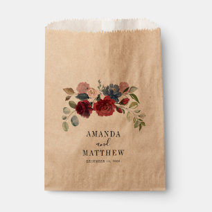 Sacolinha Burgundy Rustic Floral Custom Weding Favor Bag