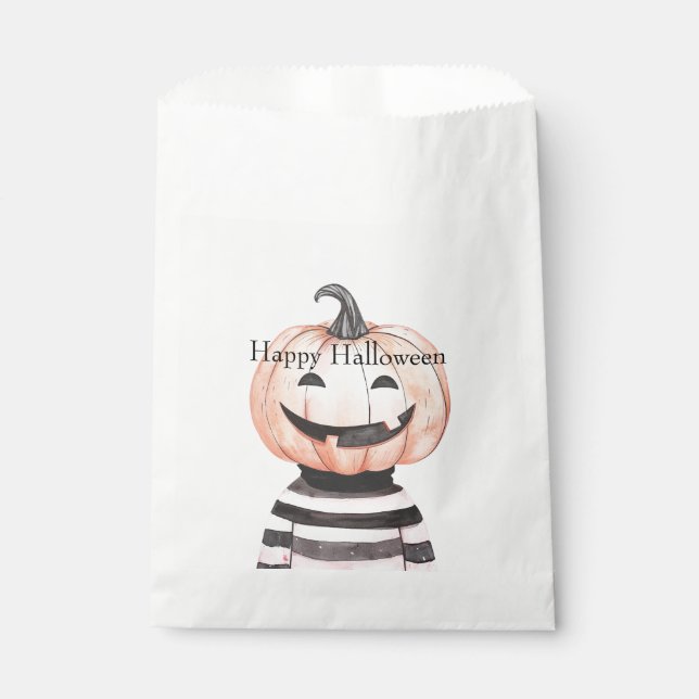 Sacolinha Cabeça de Abóbora de Halloween em Camiseta (Frente)